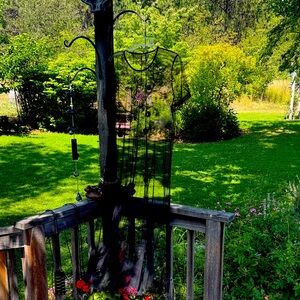 Diaphanous Black Over Dress with Floral Embroidery Detail XL